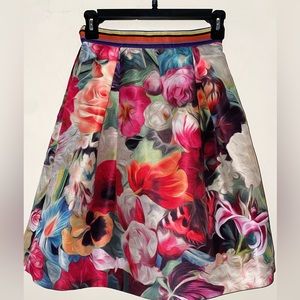 Ted Baker A-line Skirt, size 0, floral print. Gently worn a couple of times.